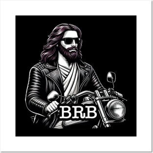 BRB meme Jesus is coming soon Riding Motorcycle Posters and Art